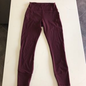 Size 6 Lululemon Burgundy Leggings- Full length